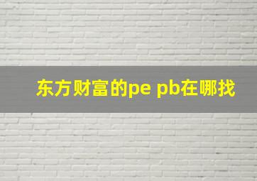 东方财富的pe pb在哪找